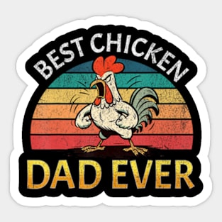 Retro Best Chicken Dad Ever Angry Chicken Daddy Fathers Day Sticker